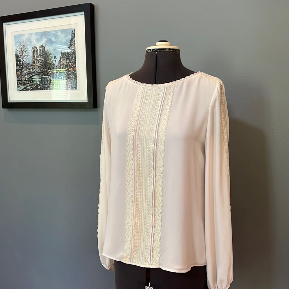 White House Black Market cream white blouse 4
